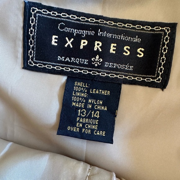 1990s vintage real suede tan mini skirt, size 13/14 - Picture 6 of 6